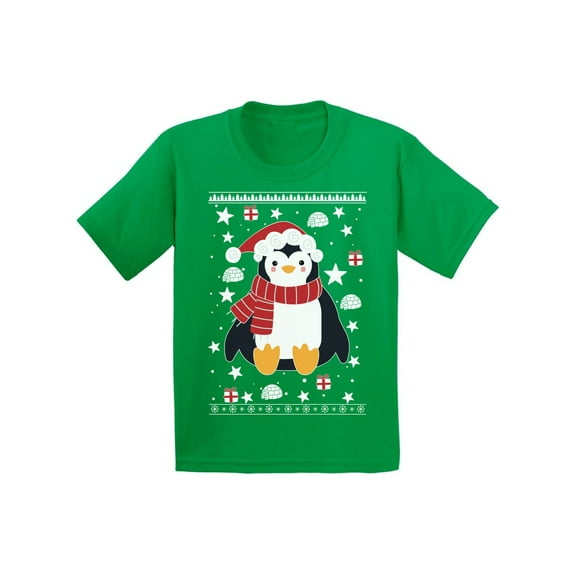 Awkward Styles Xmas T-Shirt for Girls Boys Penguin Christmas Pattern Kids T Shirts