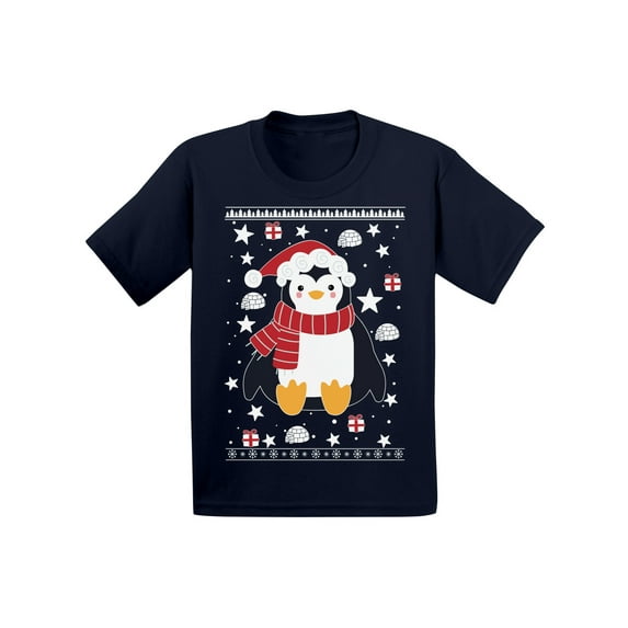 Awkward Styles Xmas T-Shirt for Girls Boys Penguin Christmas Pattern Toddler Shirt