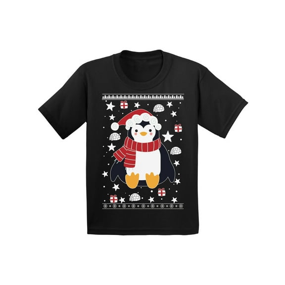 Awkward Styles Xmas T-Shirt for Girls Boys Penguin Christmas Pattern Toddler Shirt