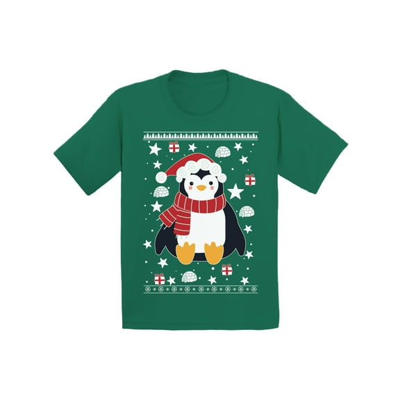 Awkward Styles Xmas T-Shirt for Girls Boys Penguin Christmas Pattern Toddler Shirt