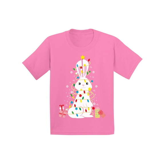 Awkward Styles Xmas T-Shirt for Girls Boys Rabbit Christmas Tree Kids T Shirts
