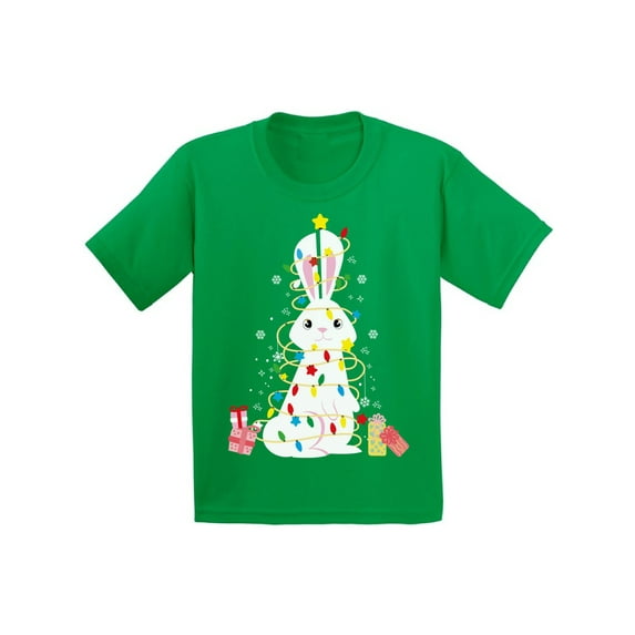 Awkward Styles Xmas T-Shirt for Girls Boys Rabbit Christmas Tree Kids T Shirts