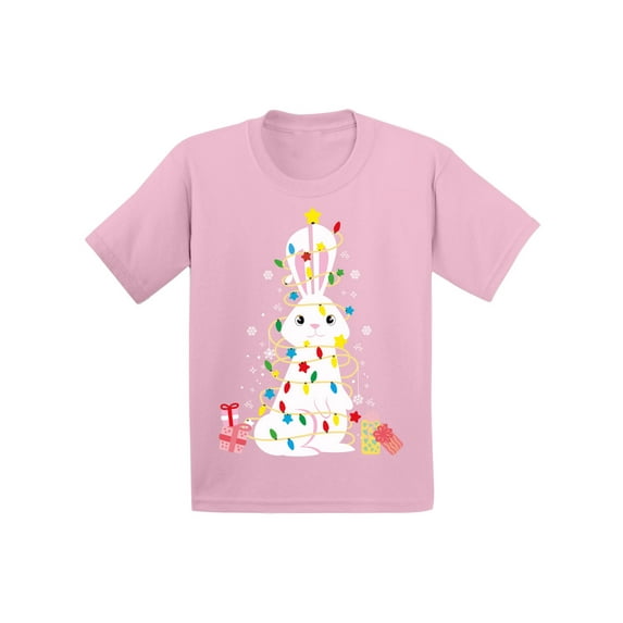 Awkward Styles Xmas T-Shirt for Girls Boys Rabbit Christmas Tree Toddler Shirt