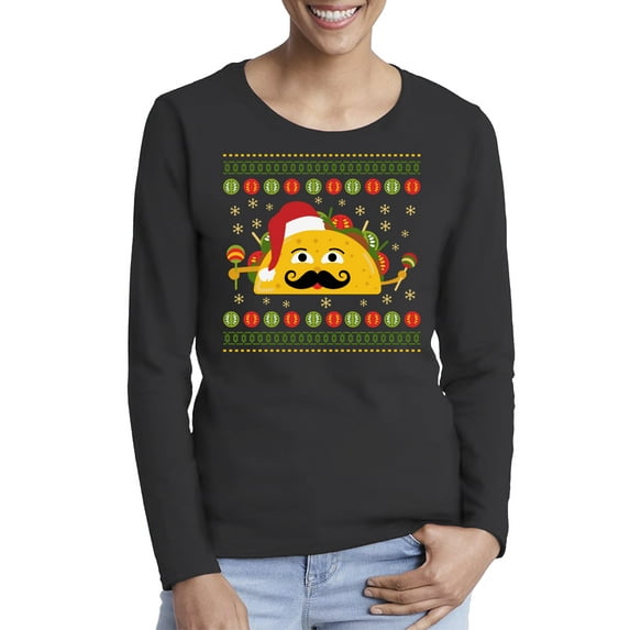 Awkward Styles Xmas Taco Christmas Sweater Long Sleeve T-Shirt for Women