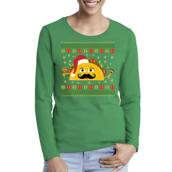 Awkward Styles Xmas Taco Christmas Sweater Long Sleeve T-Shirt for Women