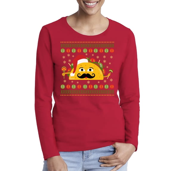 Awkward Styles Xmas Taco Christmas Sweater Long Sleeve T-Shirt for Women