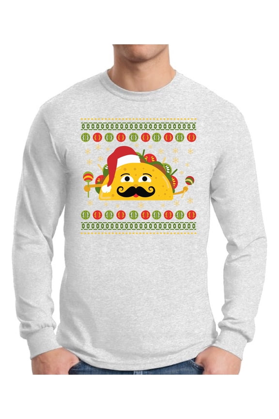 Xmas Taco Christmas Sweater Long Sleeve T-Shirt for Men