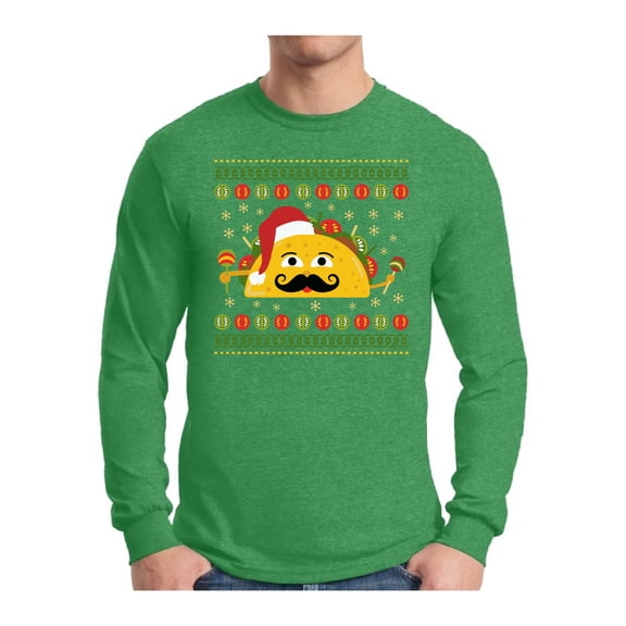 Awkward Styles Xmas Taco Christmas Sweater Long Sleeve T-Shirt for Men