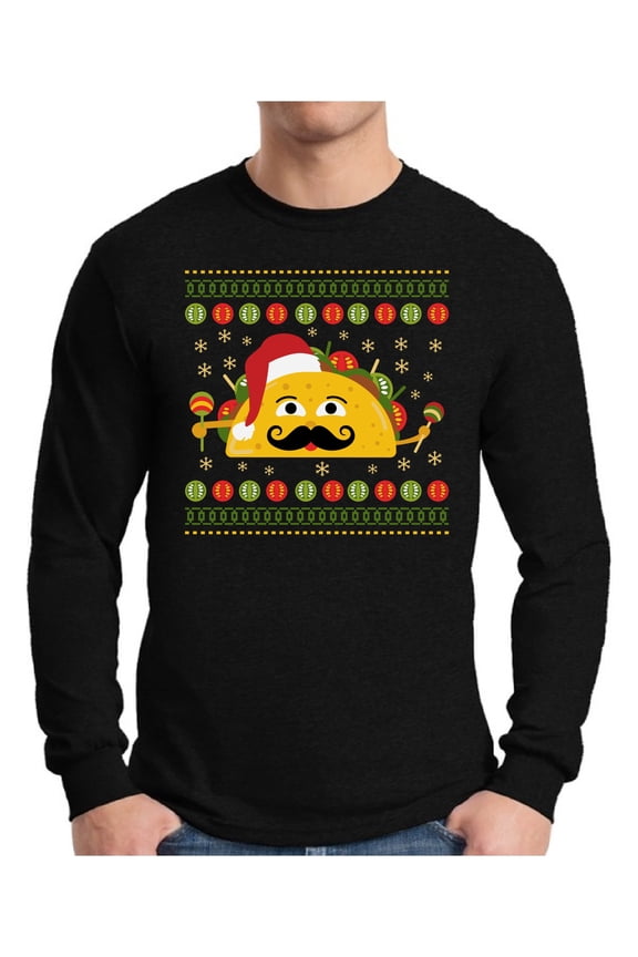 Xmas Taco Christmas Sweater Long Sleeve T-Shirt for Men