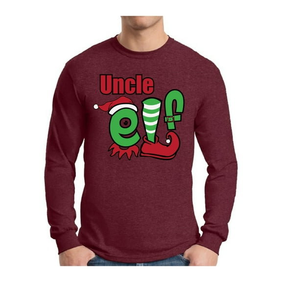 Awkward Styles Xmas Uncle Elf Christmas Sweater Long Sleeve T-shirt For Men