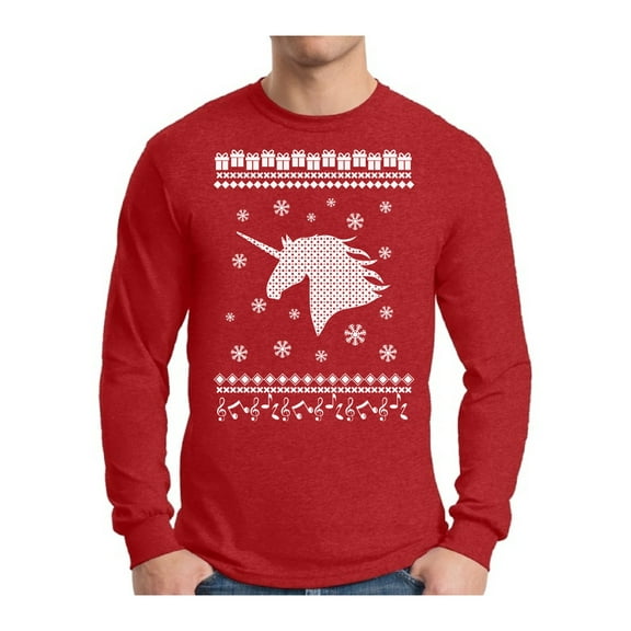 Awkward Styles Xmas Unicorn Christmas Sweater Long Sleeve T-shirt For Men