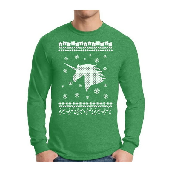 Awkward Styles Xmas Unicorn Christmas Sweater Long Sleeve T-shirt For Men