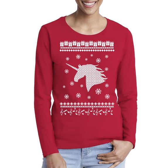 Awkward Styles Xmas Unicorn Christmas Sweater Long Sleeve T-shirt For Women