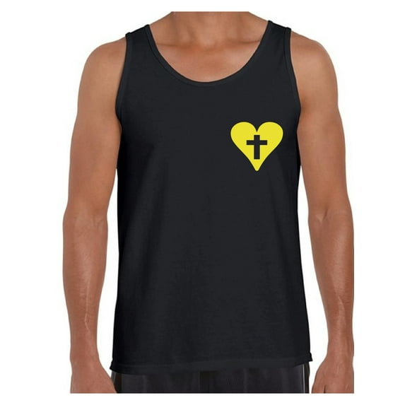 Awkward Styles Yellow Heart Cross Tank Top Shirts for Men Christian Mens Tanks Christian Cross Clothes for Men Jesus Lord Christian Birthday Gifts Jesus Cross Shirts Jesus Clothing Cross Mens Shirt