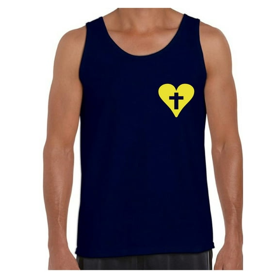 Awkward Styles Yellow Heart Cross Tank Top Shirts for Men Christian Mens Tanks Christian Cross Clothes for Men Jesus Lord Christian Birthday Gifts Jesus Cross Shirts Jesus Clothing Cross Mens Shirt