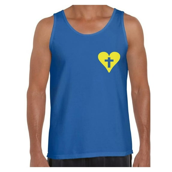 Awkward Styles Yellow Heart Cross Tank Top Shirts for Men Christian Mens Tanks Christian Cross Clothes for Men Jesus Lord Christian Birthday Gifts Jesus Cross Shirts Jesus Clothing Cross Mens Shirt