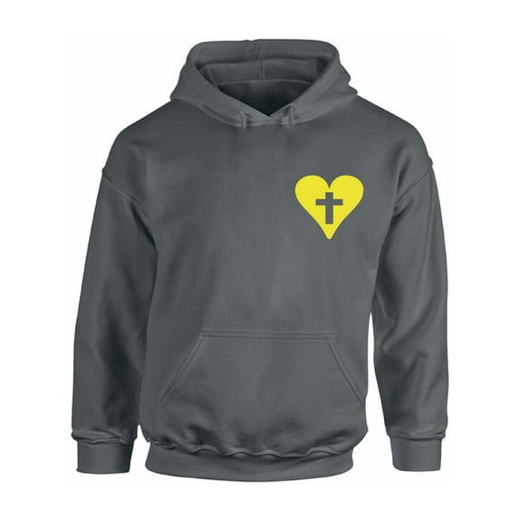 Awkward Styles Yellow Heart Cross Unisex Hoodie Christian Hoodie for Him Jesus Collection Jesus Cross Hoodie for Women Jesus Sweater for Men Christian Cross Gifts Cross Unisex Outfit for Men and Women
