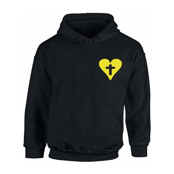 Awkward Styles Yellow Heart Cross Unisex Hoodie Christian Hoodie for Him Jesus Collection Jesus Cross Hoodie for Women Jesus Sweater for Men Christian Cross Gifts Cross Unisex Outfit for Men and Women