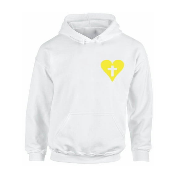 Awkward Styles Yellow Heart Cross Unisex Hoodie Christian Hoodie for Him Jesus Collection Jesus Cross Hoodie for Women Jesus Sweater for Men Christian Cross Gifts Cross Unisex Outfit for Men and Women