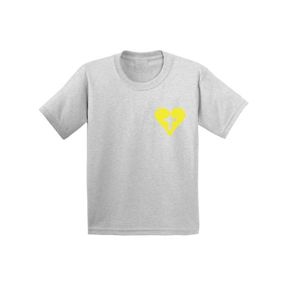 Awkward Styles Yellow Heart Cross Youth Shirt Christian T Shirt for Boys Christian Cross Shirts for Girls Jesus T-Shirt for Children Christian Gifts Jesus Clothing for Children Cross T-Shirt for Kids