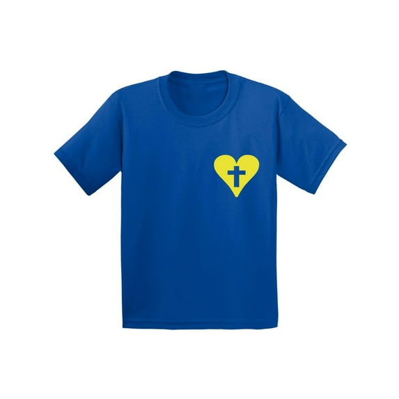 Awkward Styles Yellow Heart Infant Shirt Jesus Shirts for Kids Christian T Shirt for Boys Christian Shirts for Girls Jesus T-Shirt for Children Christian Gifts Christ Clothes Cross Shirt for Kids