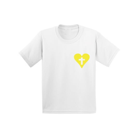 Awkward Styles Yellow Heart Infant Shirt Jesus Shirts for Kids Christian T Shirt for Boys Christian Shirts for Girls Jesus T-Shirt for Children Christian Gifts Christ Clothes Cross Shirt for Kids