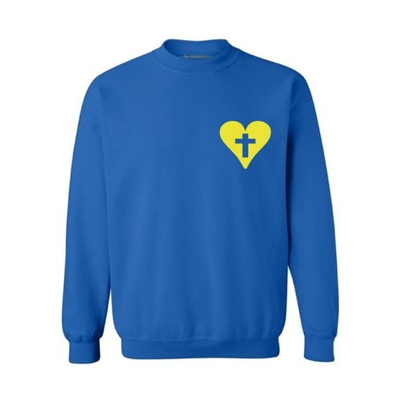 Awkward Styles Yellow Heart Unisex Crewnecks Christian Crewneck for Her Cross Clothes Collection Jesus Cross Crewneck for Women Jesus Sweater for Men Christian Gifts Cross Outfit for Men and Women