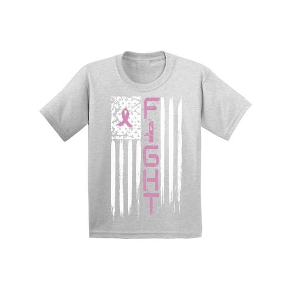 Awkward Styles Youth Breast Cancer American Flag Distressed Graphic Youth Kids T-shirt Tops Fight Pink Ribbon