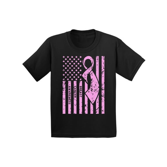 Awkward Styles Youth Breast Cancer Awareness Graphic Youth Kids T-shirt Tops Pink Ribbon