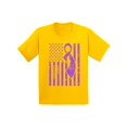 thumbnail image 1 of Awkward Styles Youth Cancer Awareness Graphic Youth Kids T-shirt Tops Purple Ribbon, 1 of 4