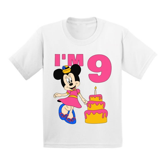 Awkward Styles Youth Shirt Mickey I'm Birthday Kids Girls Tshirt for Girl Minnie Steamboat Willie Child Age 9 Years Cotton T-shirts S M L XL Graphic Tee