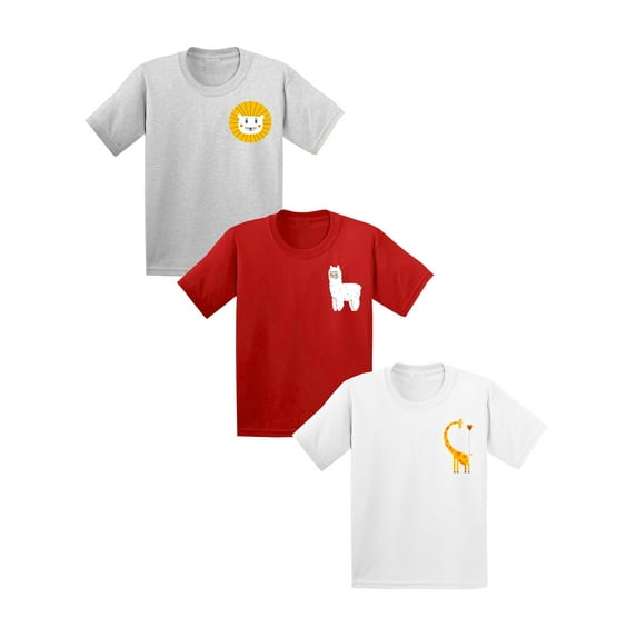 Awkward Styles Youth Shirts 6 7 8 9 10 Years Old Girls Outfit XS S M L XL Kids Shirts 11 Years Clothes 12 Years Old Girl Outfit Youth Kids Shirts Lion Giraffe Llama Pack of 3