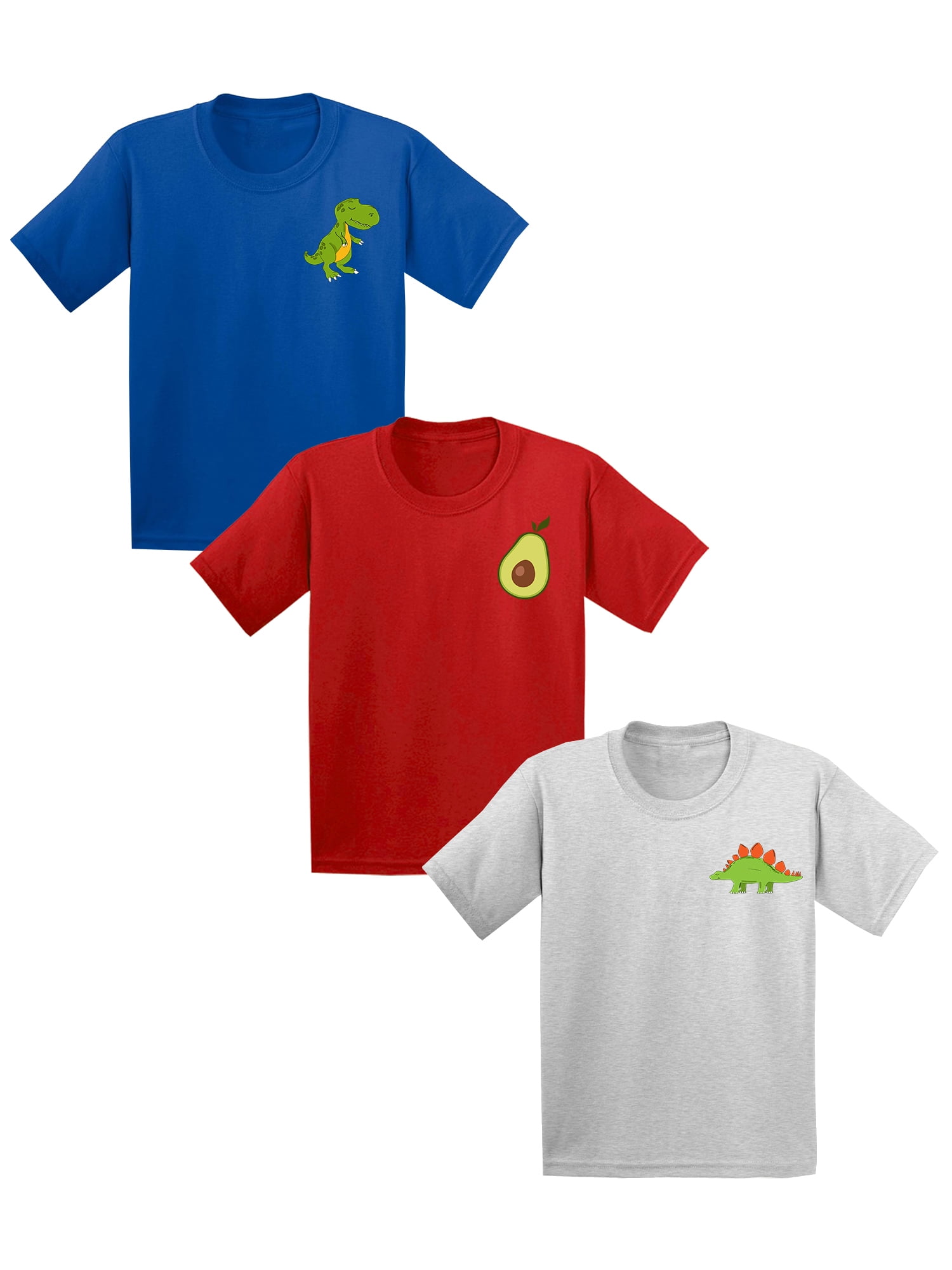 Awkward Styles Youth Shirts 6 7 8 Years Old Shirt XS S M L XL Kids Shirts 9 10 Years Old Boys Outfit 11 - 12 Years Old Clothes Boy Outfit Youth Shirts Avocado Dino Dinosaur Pack of 3