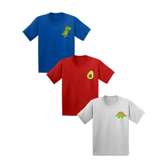 Awkward Styles Youth Shirts 6 7 8 Years Old Shirt XS S M L XL Kids Shirts 9 10 Years Old Boys Outfit 11 - 12 Years Old Clothes Boy Outfit Youth Shirts Avocado Dino Dinosaur Pack of 3