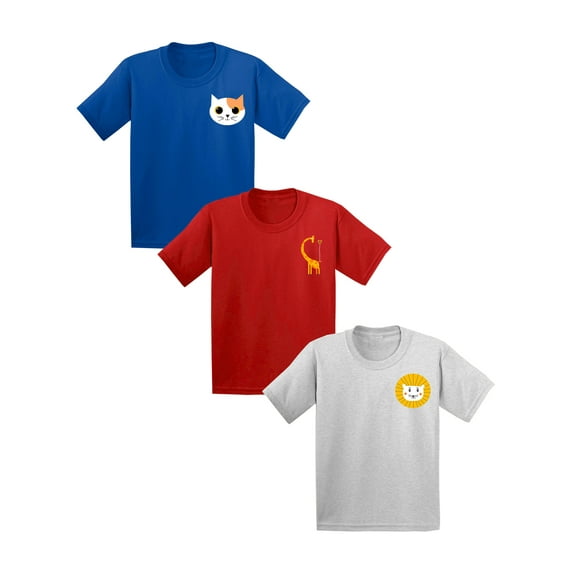 Awkward Styles Youth Shirts 6 7 8 Years Old Shirt XS S M L XL Kids Shirts 9 10 Years Old Boys Outfit 11 - 12 Years Old Clothes Boy Outfit Youth Shirts Cat Giraffe Lion Pack of 3
