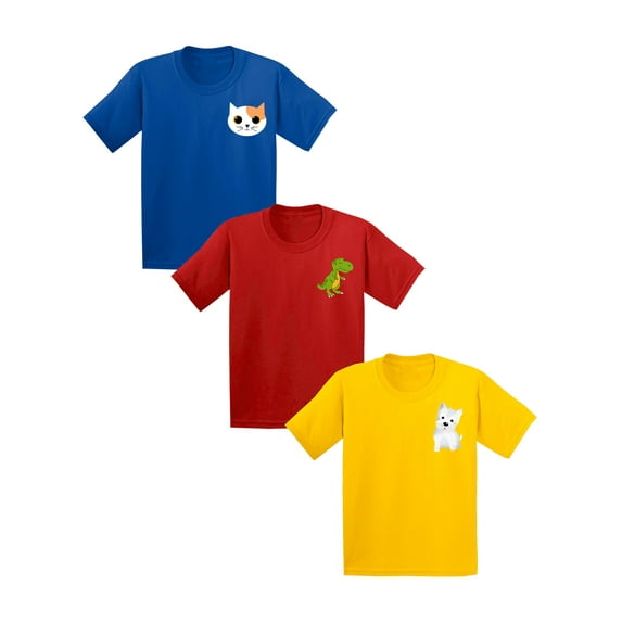 Awkward Styles Youth Shirts 6 7 8 Years Old Shirt XS S M L XL Kids Shirts 9 10 Years Old Boys Outfit 11 - 12 Years Old Clothes Boy Outfit Youth Shirts Cat Dog Dino Pack of 3