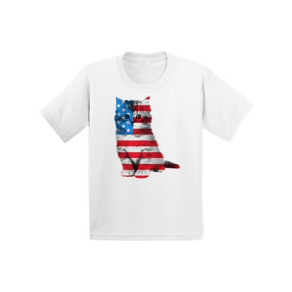 Awkward Styles Youth USA Flag Cat Graphic Youth Kids T-shirt Tops Cute 4th of July Gift American Flag