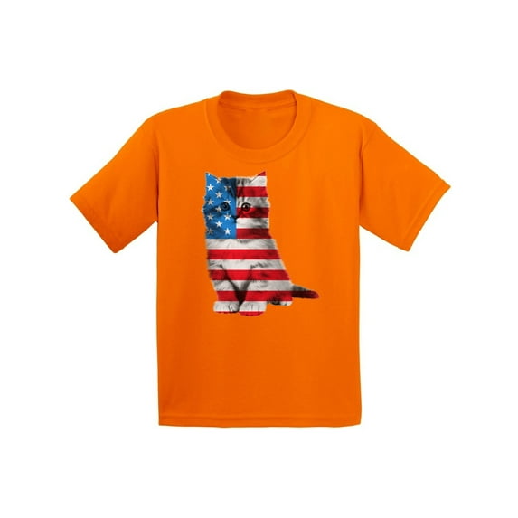 Awkward Styles Youth USA Flag Cat Graphic Youth Kids T-shirt Tops Cute 4th of July Gift American Flag