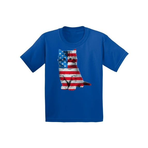 Awkward Styles Youth USA Flag Cat Graphic Youth Kids T-shirt Tops Cute 4th of July Gift American Flag