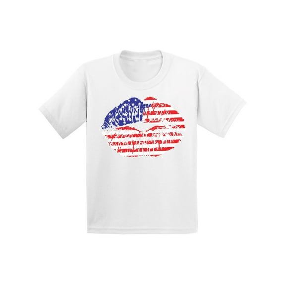 Awkward Styles Youth USA Flag Lips Cool Graphic Youth Kids T-shirt Tops 4th of July Gift Independence Day
