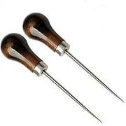 Awl,Gourd Shape Awl Tailors Awl Wood Handle Scratch Awl Sewing Awl Tool for Leather 2 Pack