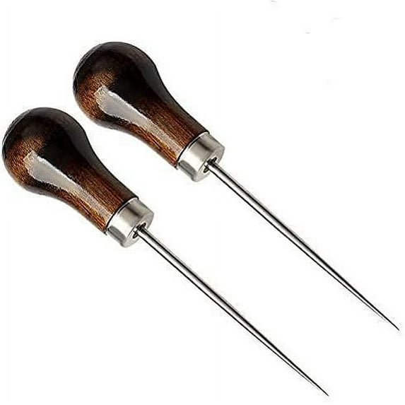 Awl,Gourd Shape Awl Tailors Awl Wood Handle Scratch Awl Sewing Awl Tool for Leather (2 Pack)