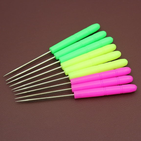 Awl Pricker Sewing Tool Kit with Plastic Handle for Punch Sewing Stitching Leather Craft Mixed Color 12.3x0.85cm
