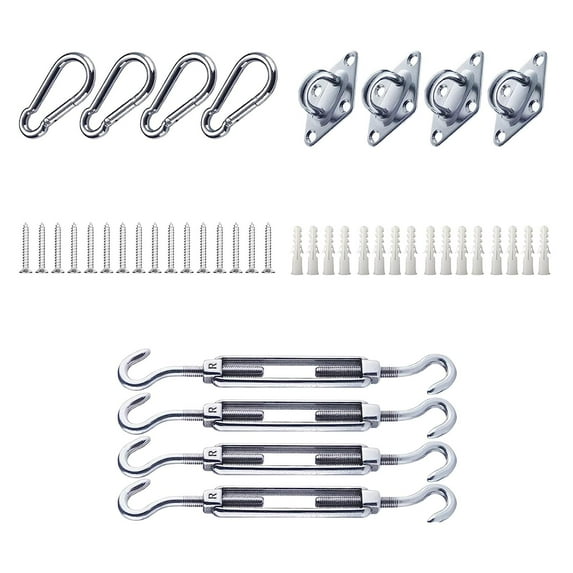 Awning Attachment Set, Canopy Installation Kits, Heavy Duty Adjustable Turnbuckle Fittings Tool Shade Sail Hardware Kits, for Lawn Patio