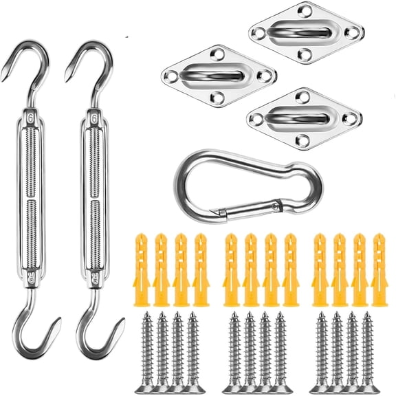 Awning Attachment Set,Heavy Duty Sun Shade Sail Stainless Steel Hardware Kit for Triangle and Square,Rectangle, Sun Shade Sail Fixing Accessories (M5-3x2x1)