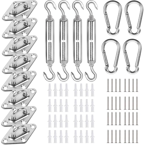 Awning Attachment Set, M5 Heavy Duty Sun Shade Sail Stainless Steel Hardware Kit Sunshade Hook Sun Shade Sail Fixing Hardware Accessories D
