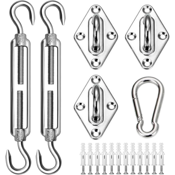 Awning Attachment Set, M5 Heavy Duty Sun Shade Sail Stainless Steel Hardware Kit Sunshade Hook Sun Shade Sail Fixing Hardware Accessories