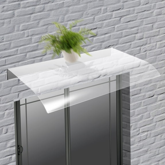 Awning Canopy UV Rain Snow Protection for Front Door/Porch Patio Roof, Rain Shelter Thicken Clear Cover Maintenance-Free Awning Polycarbonate Sheet No Brackets