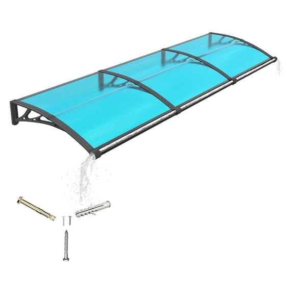 Awning for Door Entrance,32x120 inches Awnings for Doors with Separate Drainage,Front Door Awning Exterior,Polycarbonate UV, Rain, and Snow Protection for Porch,Patio,Window,Deck