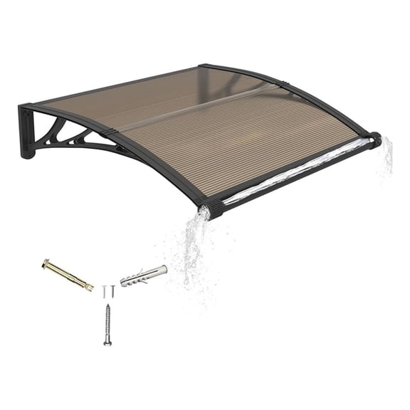 Awning for Door Entrance 32x40 Inches,Awnings for Doors with Separate Drainage,Front Door Awning Exterior,Polycarbonate UV, Rain, and Snow Protection for Porch,Patio,Window,Deck